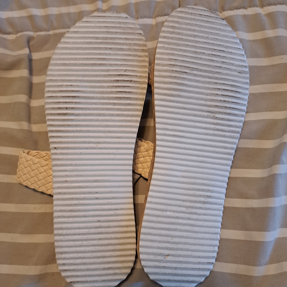 Woven Double-Strap Slide Sandals in Cream - Picture 3 of 3